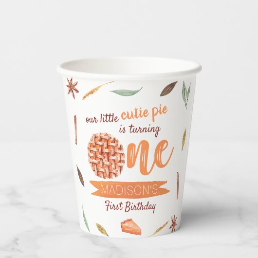 Little Cutie Pie Herfst 1e verjaardag Papieren Bekers (Achterkant)
