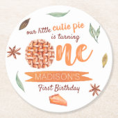 Little Cutie Pie Herfst 1e verjaardag Ronde Kartonnen Onderzetter (Voorkant)