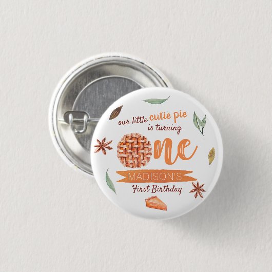 Little Cutie Pie Herfst 1st Verjaardag Party Favor Ronde Button 3,2 Cm (Voorkant /achterkant)
