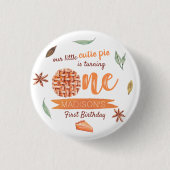 Little Cutie Pie Herfst 1st Verjaardag Party Favor Ronde Button 3,2 Cm (Voorkant)