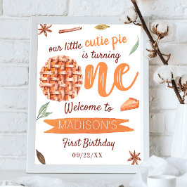 Little Cutie Pie Herfst 1st Verjaardag Party Welko Poster