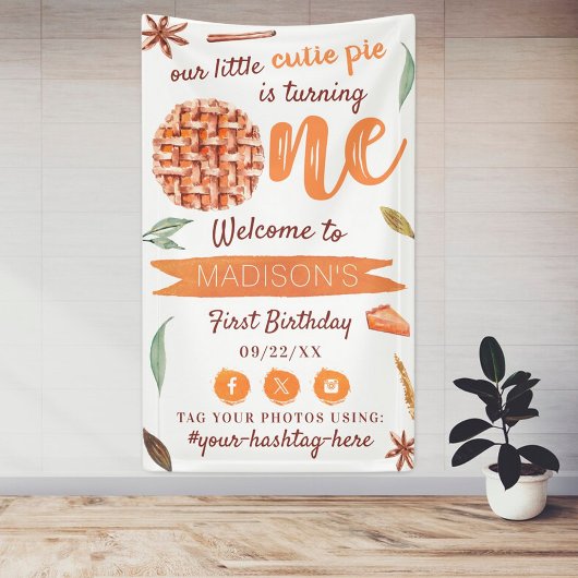 Little Cutie Pie Herfst 1st Verjaardag Party Welko Spandoek