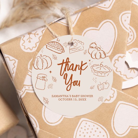 Little Cutie Pie Herfst Baby shower Rond Bedankjes Labels