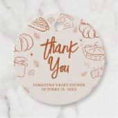 Little Cutie Pie Herfst Baby shower Rond Bedankjes Labels (Voorkant)