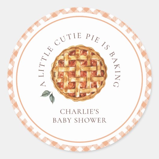 Little Cutie Pie Herfst Baby shower Ronde Sticker (Voorkant)