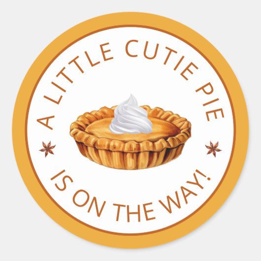 Little Cutie Pie Herfst Baby shower Sticker (Voorkant)