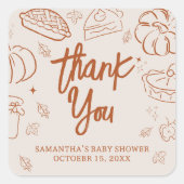 Little Cutie Pie Herfst Baby shower Vierkante Sticker (Voorkant)