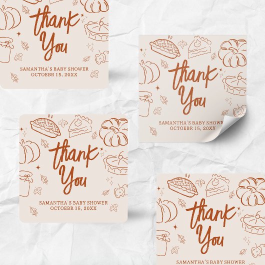 Little Cutie Pie Herfst Baby shower Vierkante Sticker