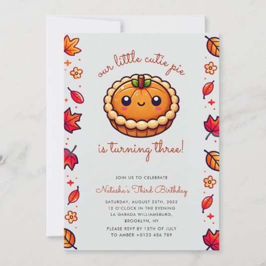 Little Cutie Pie Herfst Genderneutraal Verjaardag Kaart (Voorkant)