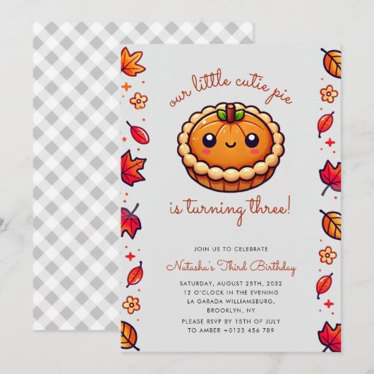 Little Cutie Pie Herfst Genderneutraal Verjaardag Kaart (Voorkant / Achterkant)