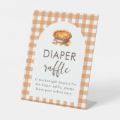 Little Cutie Pie Herfst Gingham Luier Raffle Reclamebord Met Voetstuk (Voorkant)