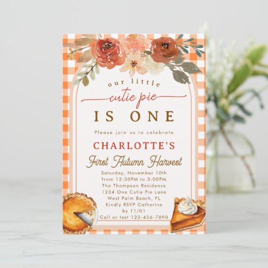 Little Cutie Pie Herfst Oogst Eerste Verjaardag Pa Kaart (Staand voorkant)