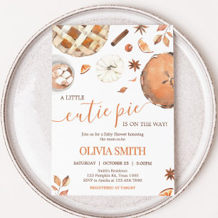 Little Cutie Pie Herfst Pompoen Baby shower Kaart