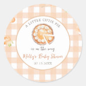 Little Cutie Pie Herfst Pompoen Baby shower Sticke Ronde Sticker (Voorkant)