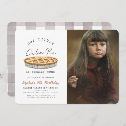 Little Cutie Pie Herfst Wit Verjaardagsfoto Kaart (Voorkant / Achterkant)