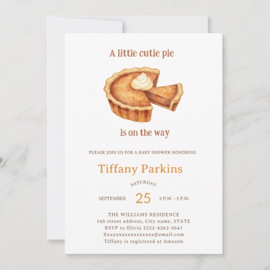 Little Cutie Pie is op de weg Pumpkin baby shower Kaart (Voorkant)