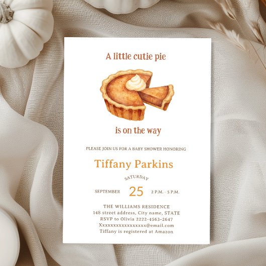 Little Cutie Pie is op de weg Pumpkin baby shower Kaart