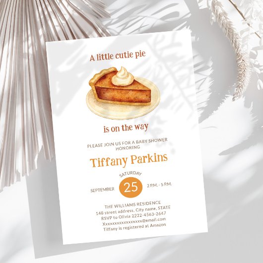 Little Cutie Pie is op de weg Pumpkin baby shower Kaart