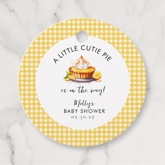 Little Cutie Pie Lemon Baby shower Favoriet Bedankjes Labels (Voorkant)