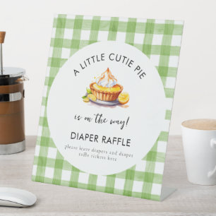 Little Cutie Pie Lemon Baby shower Luier Raffle Reclamebord Met Voetstuk