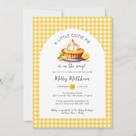 Little Cutie Pie Lemon Citrus Gingham Baby shower Kaart