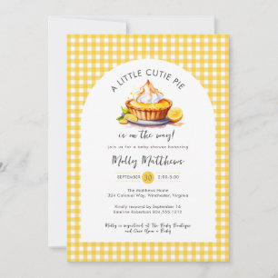 Little Cutie Pie Lemon Citrus Gingham Baby shower Kaart