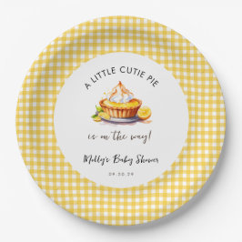 Little Cutie Pie Lemon Gingham Baby shower Papieren Bordje
