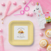 Little Cutie Pie Lemon Gingham Baby shower Papieren Bordje (Feest)