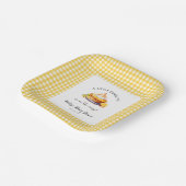 Little Cutie Pie Lemon Gingham Baby shower Papieren Bordje (Gebogen)