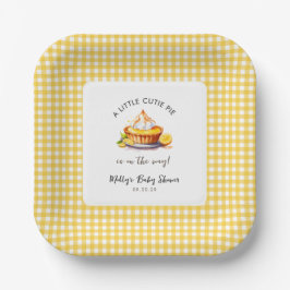 Little Cutie Pie Lemon Gingham Baby shower Papieren Bordje