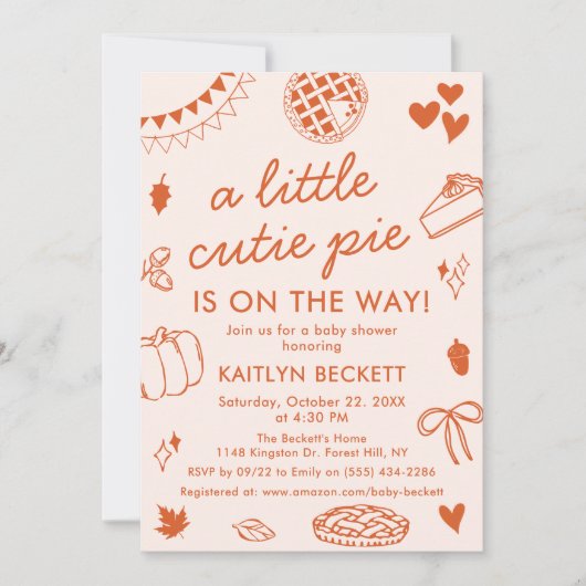 Little Cutie Pie On The Way! Fall Baby Shower Kaart (Voorkant)