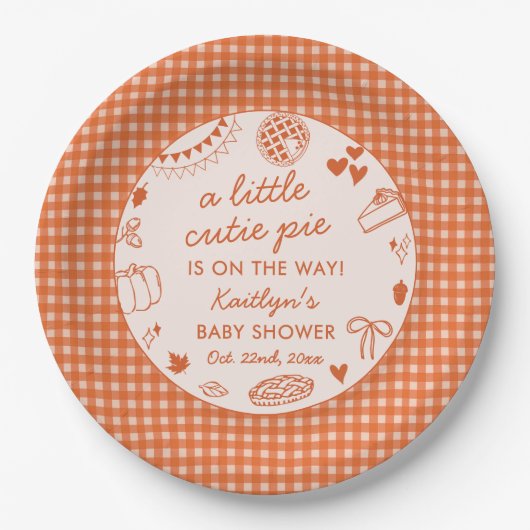 Little Cutie Pie On The Way! Fall Baby Shower Papieren Bordje (Voorkant)
