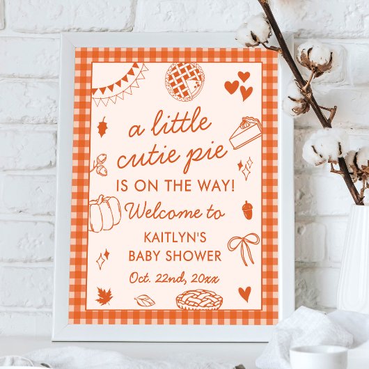 Little Cutie Pie On The Way! Fall Baby Shower Poster