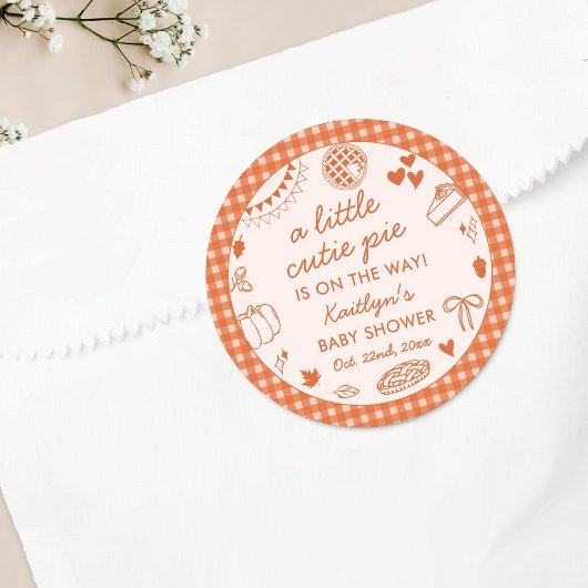 Little Cutie Pie On The Way! Fall Baby Shower Ronde Sticker