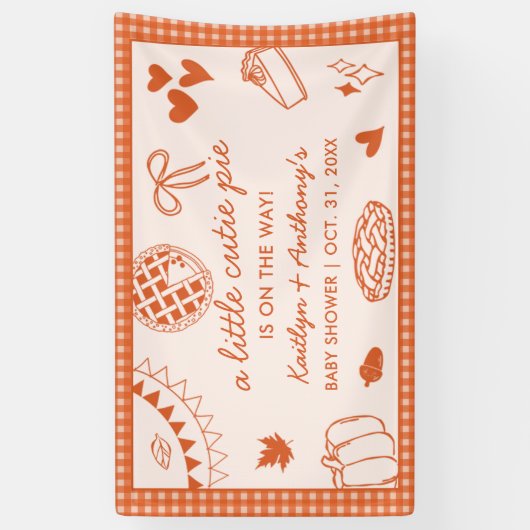 Little Cutie Pie On The Way! Fall Baby Shower Spandoek (Verticaal)
