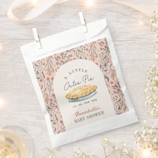 Little Cutie Pie Pink Floral Baby shower Bedankzakje (Geknipt)