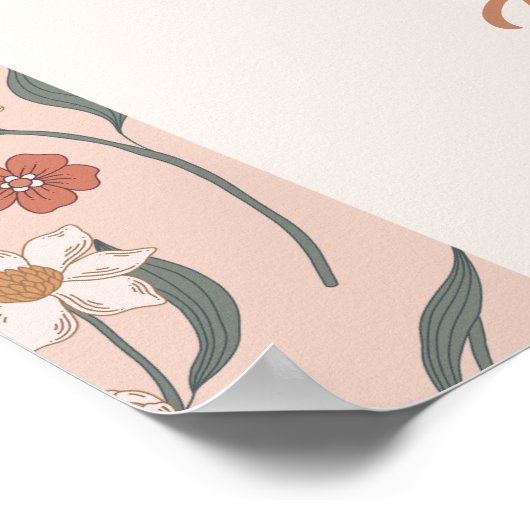 Little Cutie Pie Pink Floral Baby shower Welkom Poster (Hoek)