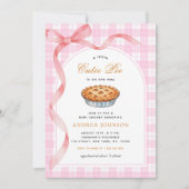 Little Cutie Pie Pink Gingham Bow Girl Baby shower Kaart (Voorkant)