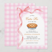 Little Cutie Pie Pink Gingham Bow Girl Baby shower Kaart (Voorkant / Achterkant)