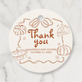 Little Cutie Pie Pumpkin Baby shower Rond Bedankjes Labels (Voorkant)