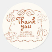Little Cutie Pie Pumpkin Baby shower Ronde Sticker (Voorkant)