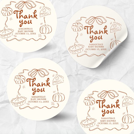 Little Cutie Pie Pumpkin Baby shower Ronde Sticker