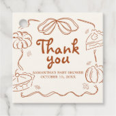 Little Cutie Pie Pumpkin Baby shower Square Bedankjes Labels (Voorkant)