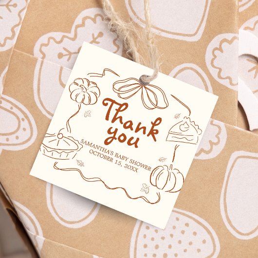 Little Cutie Pie Pumpkin Baby shower Square Bedankjes Labels