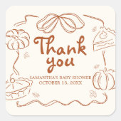 Little Cutie Pie Pumpkin Baby shower Vierkante Sticker (Voorkant)