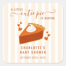 Little Cutie Pie Pumpkin Herfst Stripes Baby showe Vierkante Sticker