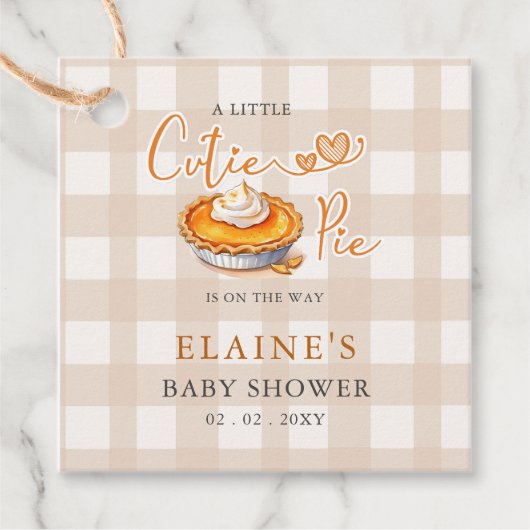 Little Cutie Pie Pumpkin Pie Herfst Baby shower Bedankjes Labels (Voorkant)