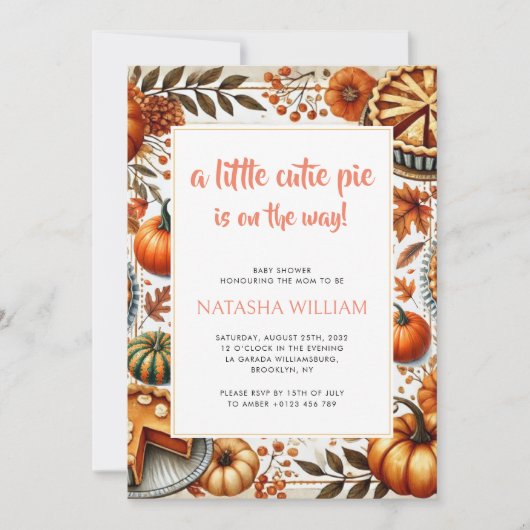 Little Cutie Pie Pumpkin Thanksgiving Baby shower Kaart (Voorkant)