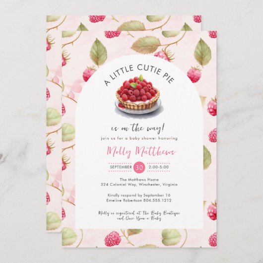 Little Cutie Pie Raspberry Baby shower Kaart (Voorkant / Achterkant)
