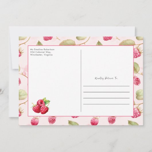 Little Cutie Pie Raspberry Baby shower Kaart (Achterkant)